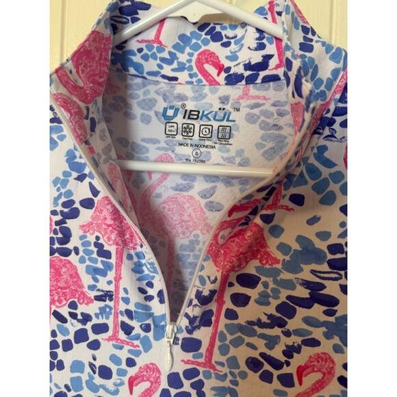 NWT Ladies IBKUL FLAMINGO Pink Blue Polo Golf Shirt size S - Picture 2 of 6